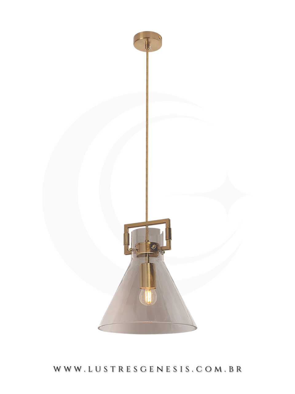A Luminaria Pendente com acabamento em metal bronze e cupula de vidro transparente e ideal para renovar seu ambiente.